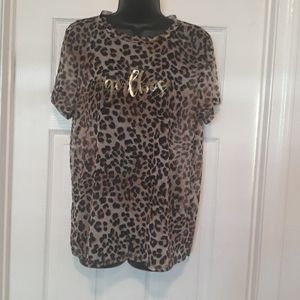 Forever 21 Leopard Print Blouse with Gold Accent